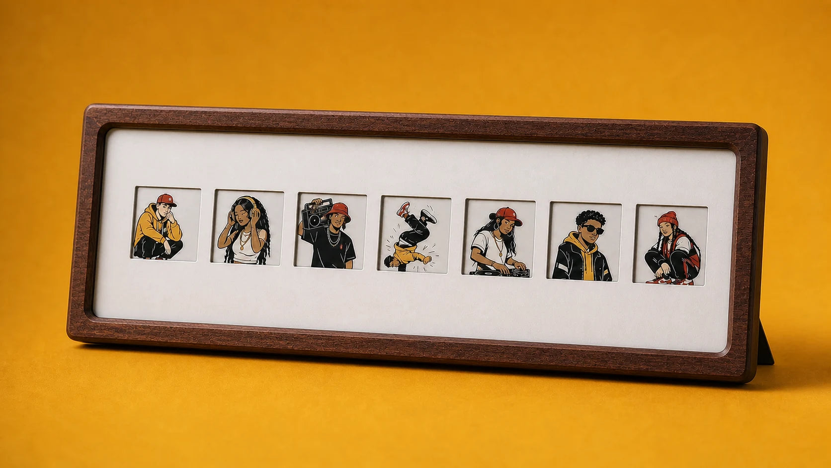 InkTimber showing seven original hip-hop character illustrations