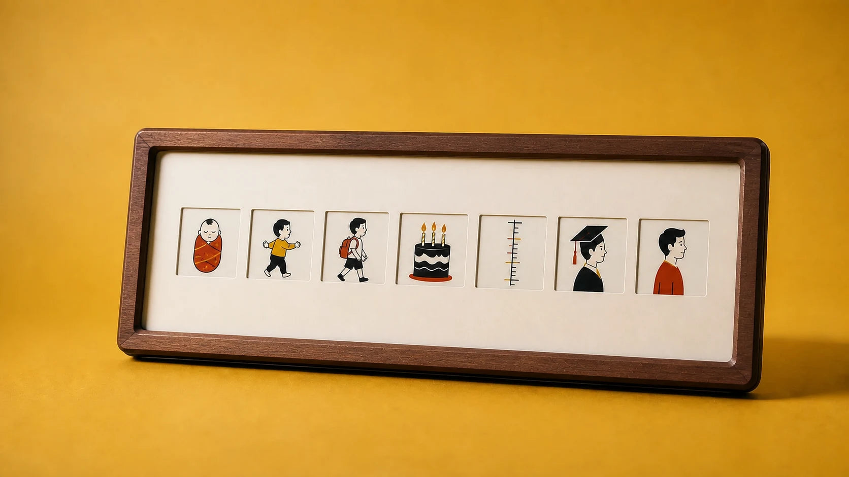 InkTimber showing a seven-screen child growth journey
